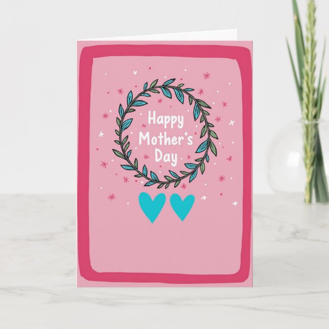 Cyan Hearts Mothers Day Card (Front)