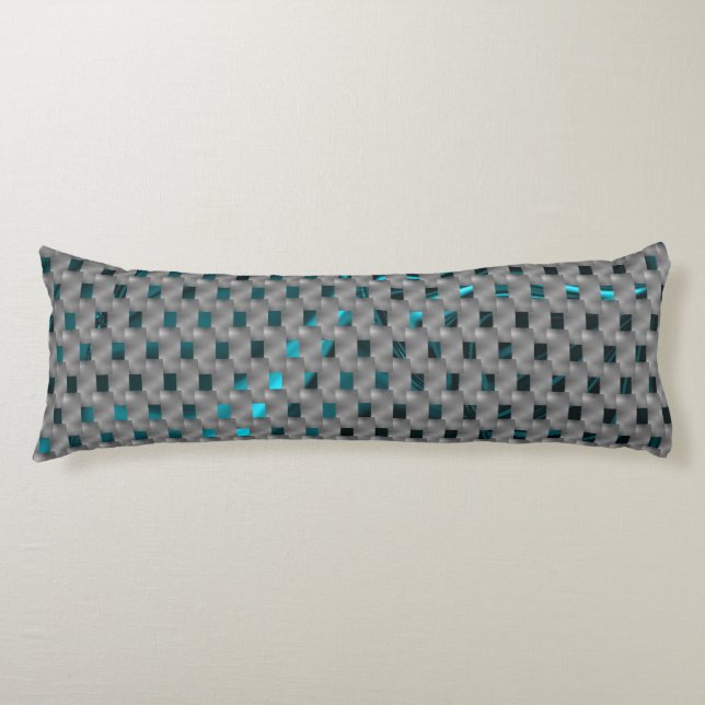 Cyan image under gray plates, rectangle shapes body pillow (Front)