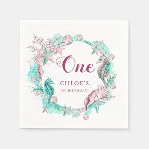 Cyan & Lavender Under the Sea Birthday Napkins