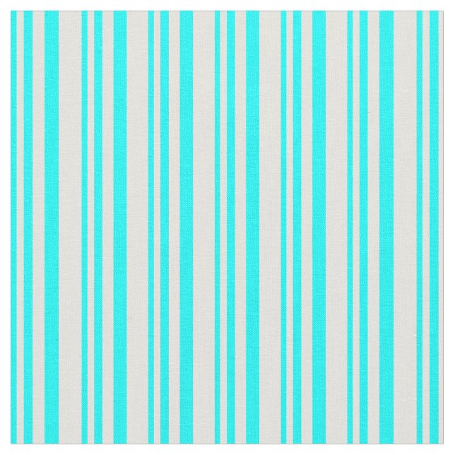 Cyan & Light Yellow Stripes Fabric (Close Up)