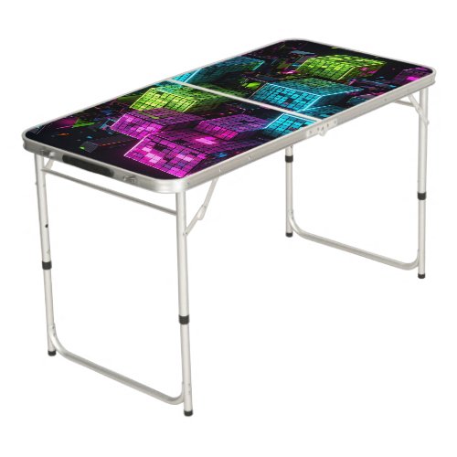 Cyan Magenta Lime Cyberpunk | Extremely 3D Beer Pong Table