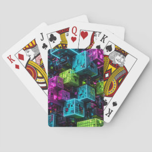 Cyan Magenta Lime Cyberpunk Extremely 3D Poker Cards