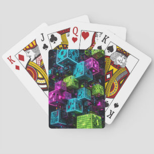 Cyan Magenta Lime Cyberpunk Extremely 3D Poker Cards