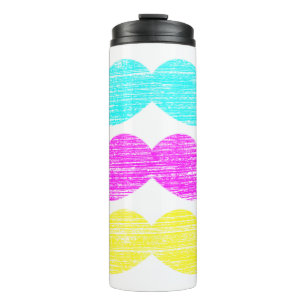 Cyan Magenta Yellow Mustaches Letterpress Style Thermal Tumbler