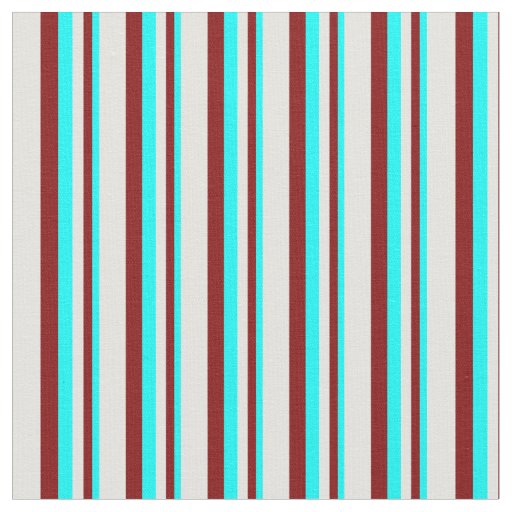 Cyan, Maroon & Light Cyan Pattern of Stripes Fabric