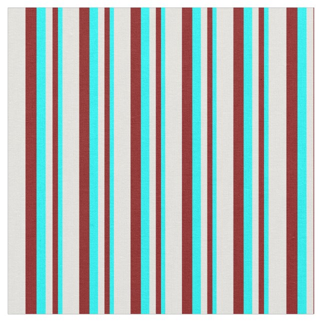 Cyan, Maroon & Light Cyan Pattern of Stripes Fabric (Close Up)