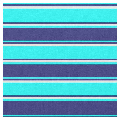 Cyan, Midnight Blue, and Mint Cream Pattern Fabric