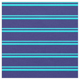 Cyan & Midnight Blue Colored Lines Pattern Fabric