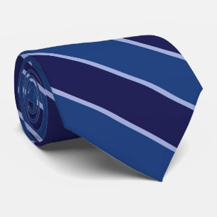 Cyan Navy Periwinkle Steel Blue Diagonal Stripes Neck Tie