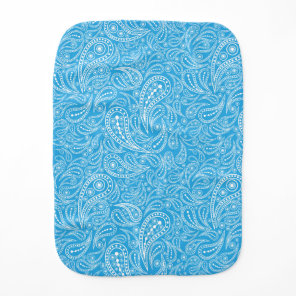 Cyan paisley pattern baby burp cloth