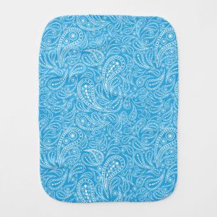 Cyan paisley pattern baby burp cloth