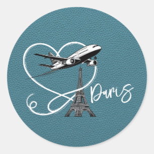 Cyan Paris Passport Classic Round Sticker