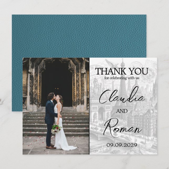 Cyan Paris Passport Thank You Card (Front/Back)