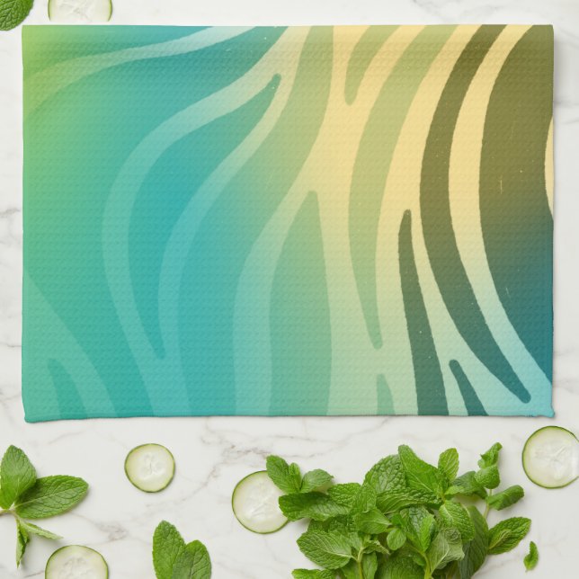 Cyan Pattern Kitchen Towel (Folded)