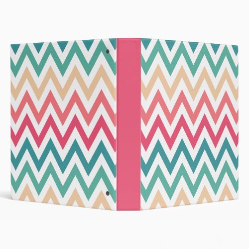 Cyan Peach Reds Geometric Chevron Abstract Pattern Binder