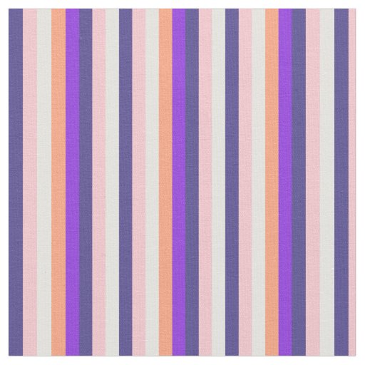 Cyan, Pink, Dark Slate Blue, Purple & Salmon Lines Fabric