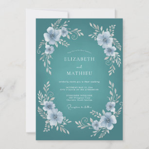 Cyan Polished Winter Wedding Invitation