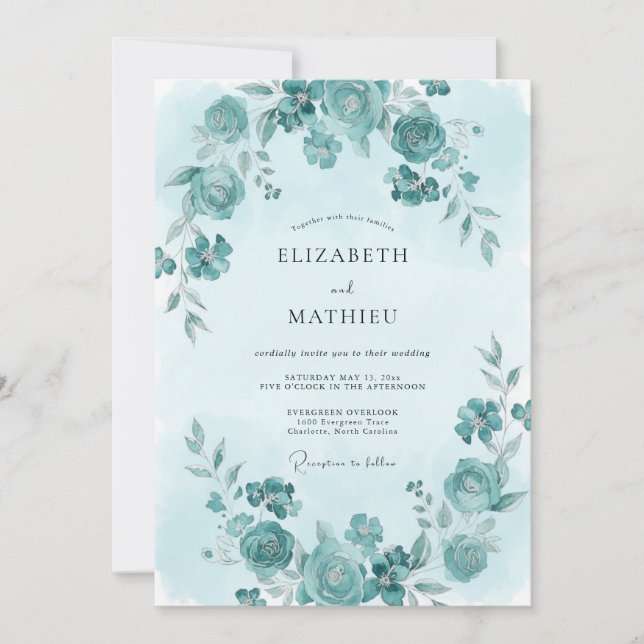 Cyan Pristine Spring Wedding Invitation (Front)