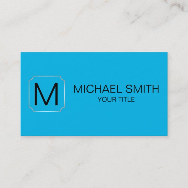 Cyan (process) color background business card (Front)
