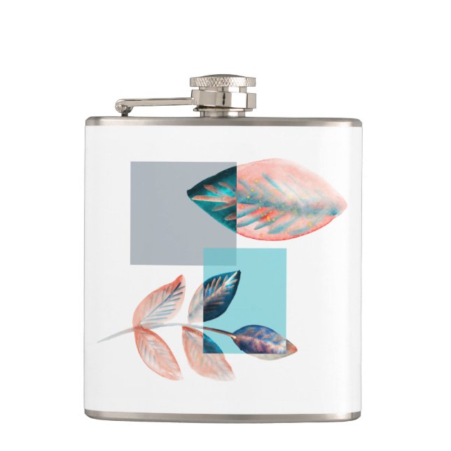 Cyan Red Leaf Flask (Front)