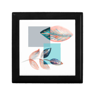 Cyan Red Leaf Gift Box