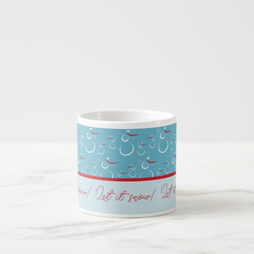 Cyan Red Let It Snow Cute Snowman Family Pattern Espresso Cup