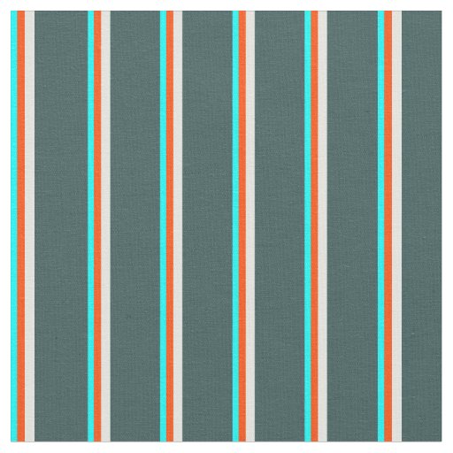 Cyan, Red, Light Cyan, and Dark Slate Gray Lines Fabric