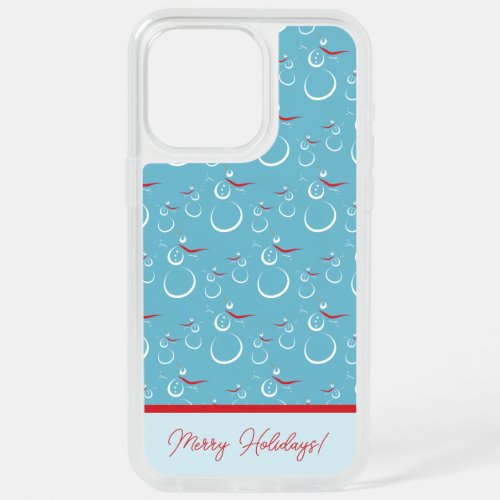Cyan Red Merry Holidays Cute Snowman Pattern iPhone 15 Pro Max Case