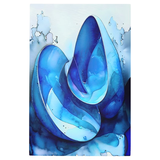 Cyan Seashell Whirl   Metal Print (Front)