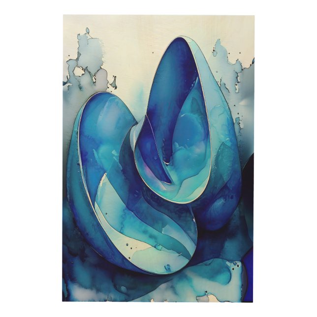 Cyan Seashell Whirl   Wood Wall Art (Front)