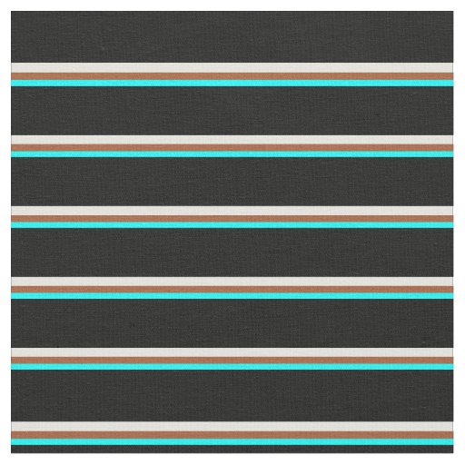 Cyan, Sienna, Light Yellow, and Black Stripes Fabric