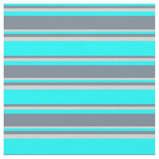 Cyan, Slate Gray, and Light Grey Lined Pattern Fabric