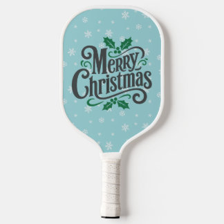 Cyan Snowflake Pattern Holiday Carbon Fiber Pickleball Paddle