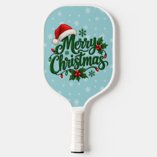 Cyan Snowflake Pattern Holiday Carbon Fiber Pickleball Paddle