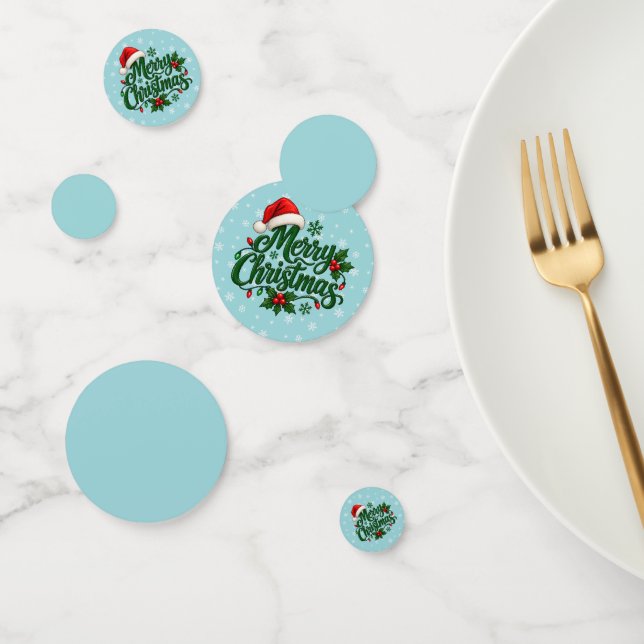 Cyan Snowflake Pattern Holiday Confetti (Group)