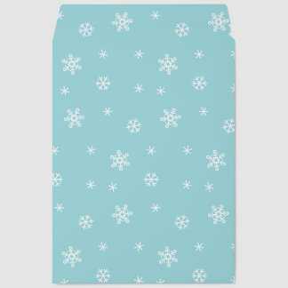 Cyan Snowflake Pattern Holiday Envelope Mailers
