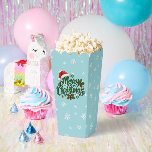 Cyan Snowflake Pattern Holiday Favor Boxes (Party)