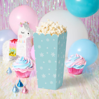 Cyan Snowflake Pattern Holiday Favor Boxes