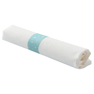 Cyan Snowflake Pattern Holiday Napkin Bands