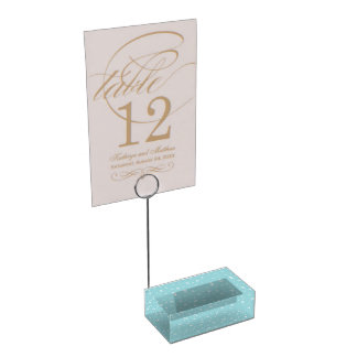 Cyan Snowflake Pattern Holiday Place Card Holder