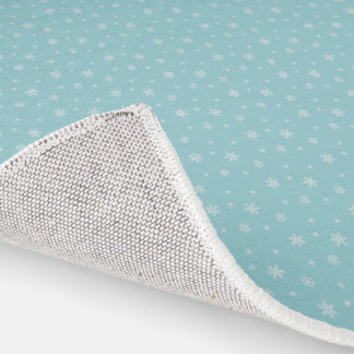 Cyan Snowflake Pattern Holiday Rug