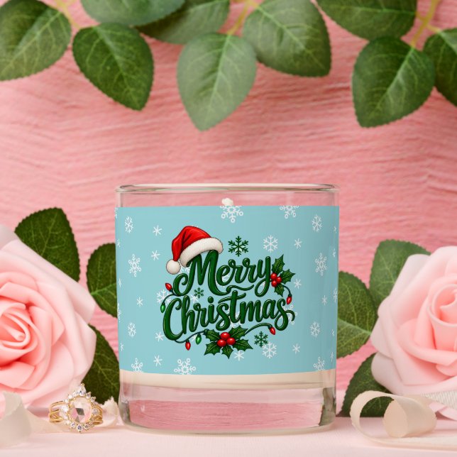Cyan Snowflake Pattern Holiday Scented Candle (Wedding)
