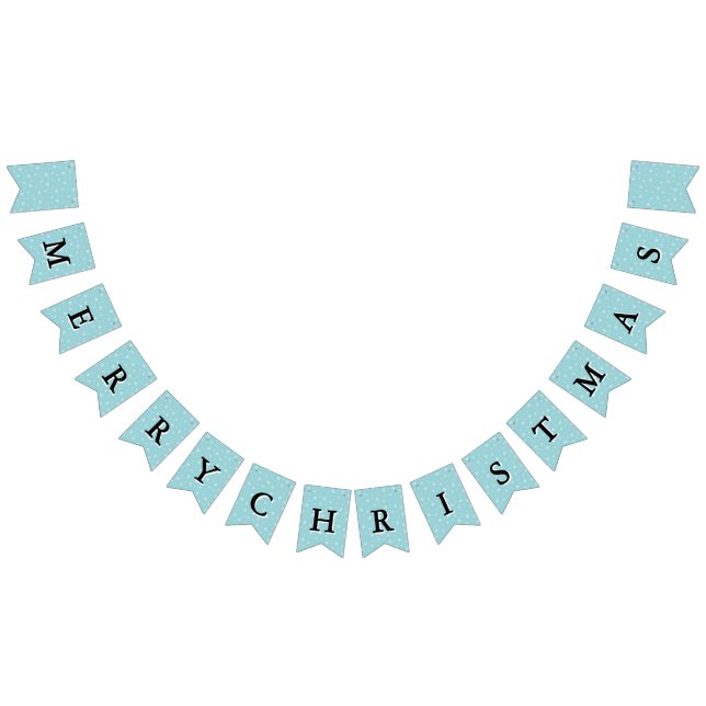Cyan Snowflake Pattern Personalized Holiday Bunting Flags (All)