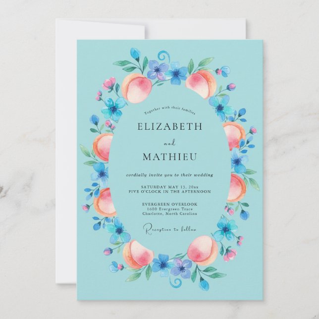 Cyan Spirited Spring Wedding Invitation (Front)