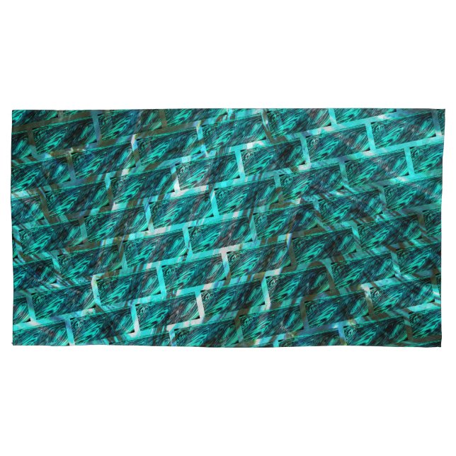Cyan stained, grazed, grating or different brick pillow case (Front-Left)