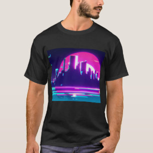 Cyan synthwave city T-Shirt