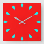 Cyan teardrops square wall clock