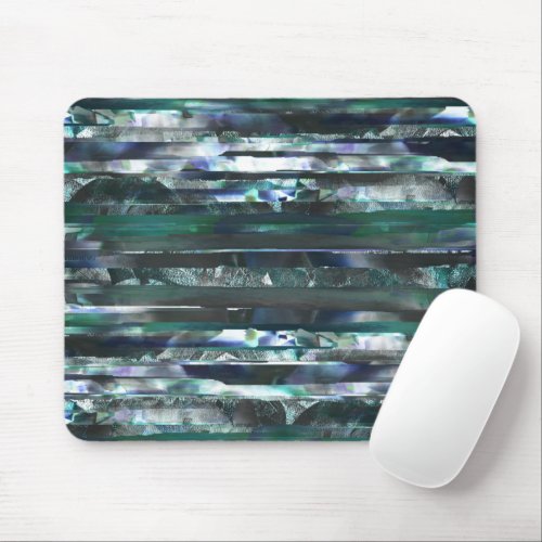 Cyan torn stripes of smeared and grainy textures  mouse pad