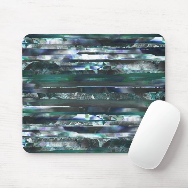 Cyan torn stripes of smeared and grainy textures  mouse pad (With Mouse)