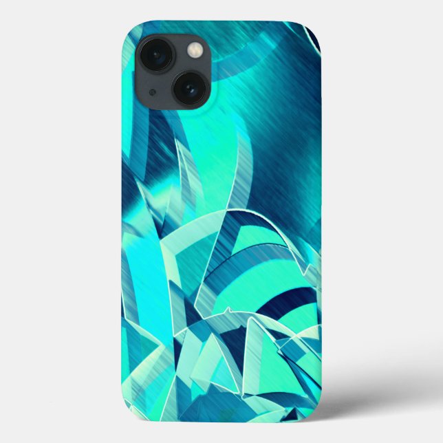 Cyan tracks with drizzles on aquamarine background Case-Mate iPhone case (Back)